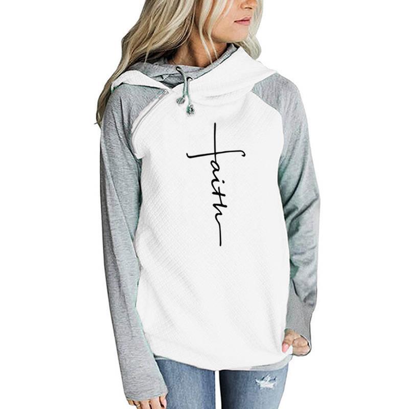 Embroidered Sweatshirt with Zipper, Women's Jacket
