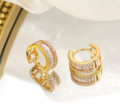 Simple Round Rhinestone Earrings for Women