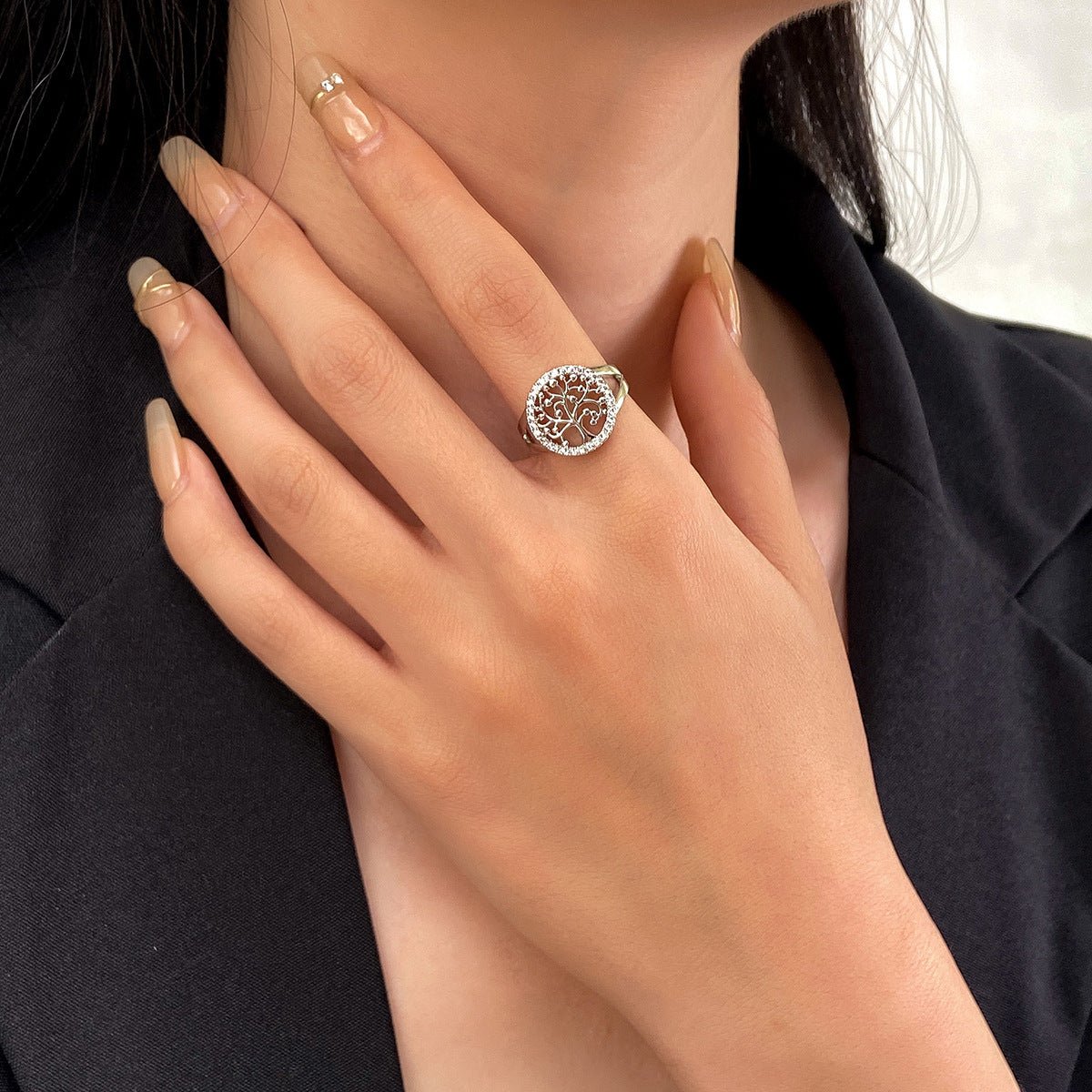 Simple Retro Water Drop Geometry Diamond Ring