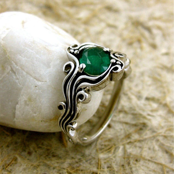 Green Gem Engagement Ring - Popular Cross-Border Jewelry