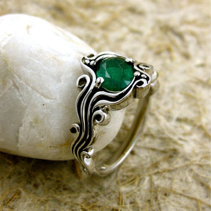 Green Gem Engagement Ring - Popular Cross-Border Jewelry