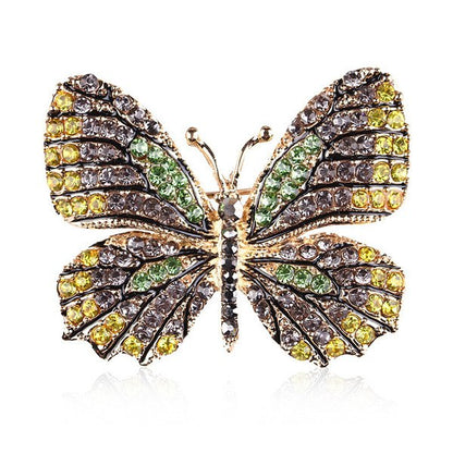 Colorful Rhinestone Alloy Butterfly Brooch Accessory